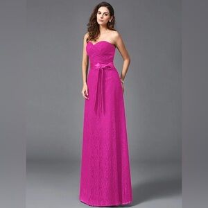 Adrianna Papell  Sash/Ribbon Belt Sleeveless Long Lace Dress